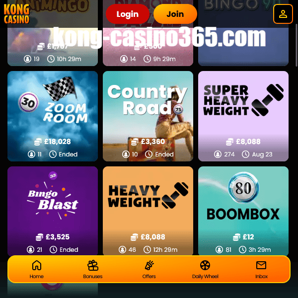Kong Casino bingo lobby selection 2