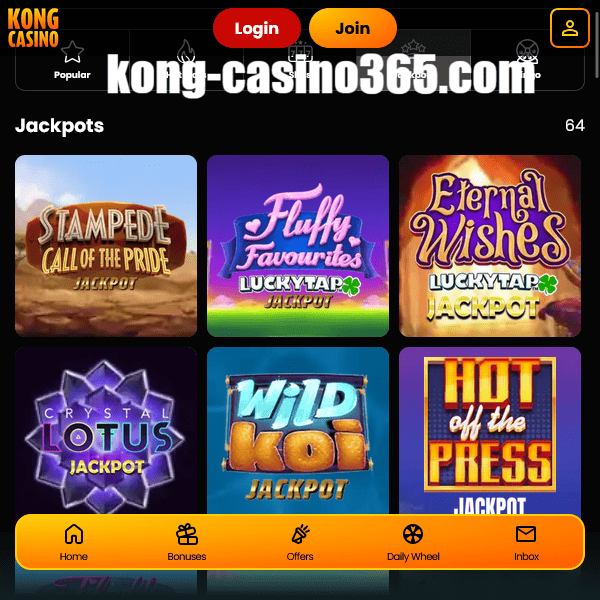 Kong Casino jackpots lobby set 1