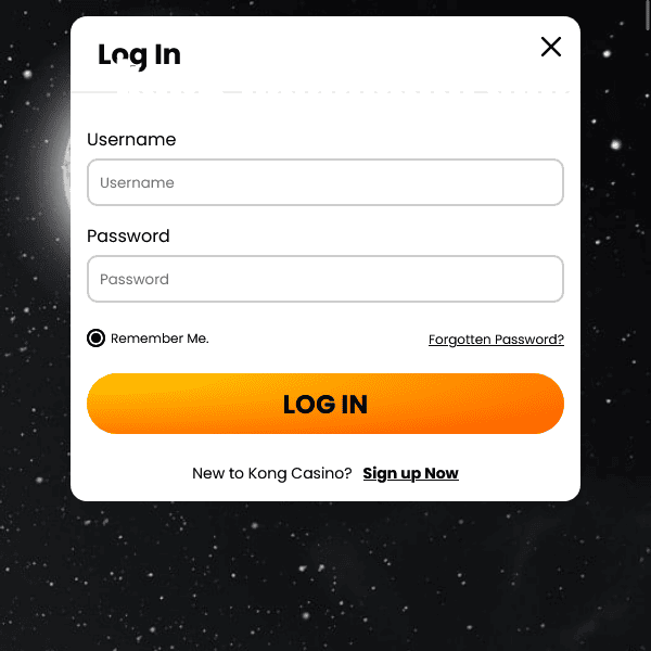 Kong Casino login modal form